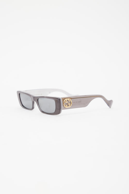 Gucci Grey Acetate Rectangular Sunglasses