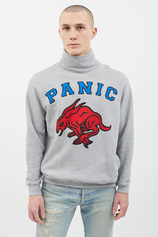 Gucci Grey Panic Print Band Collar Sweatshirt