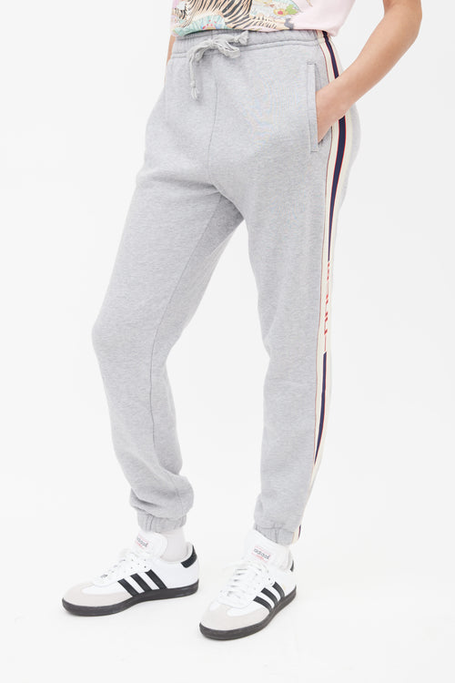 Gucci Grey Side Stripe Appliqué Sweatpant