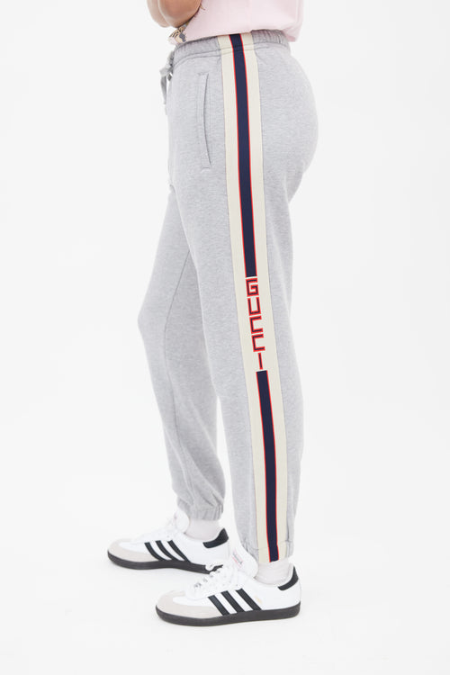 Gucci Grey Side Stripe Appliqué Sweatpant