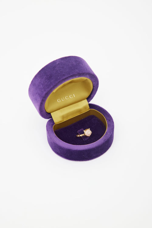 Gucci 18K Gold Le Marche de Merveilles Pink Opal & Diamond Ring