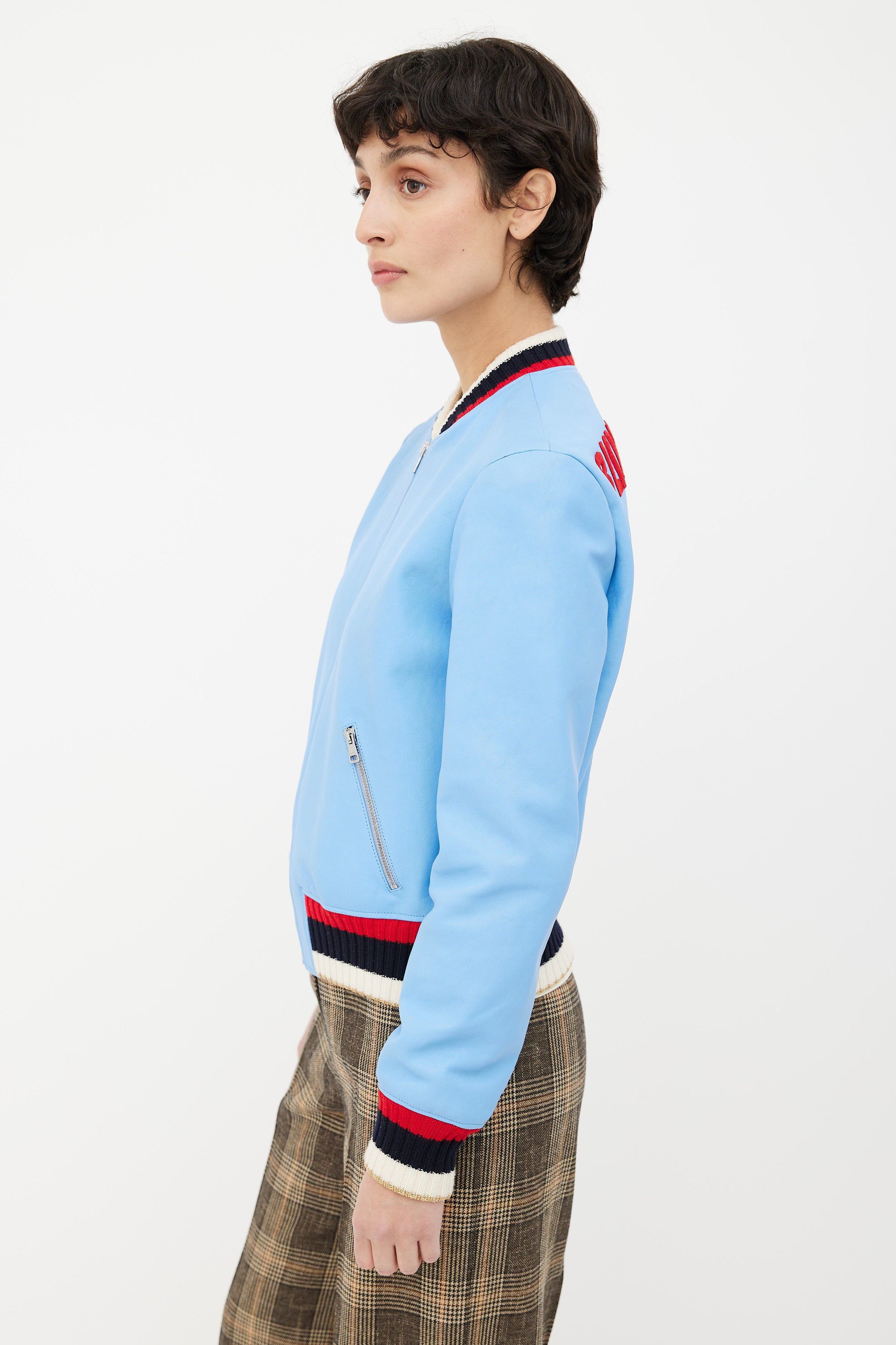 Logo Bomber Jacket in Blue - Gucci