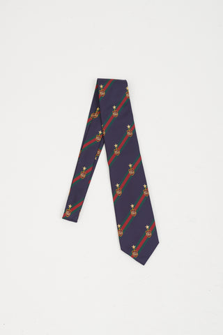 Gucci Navy Silk Web Stripe Tie