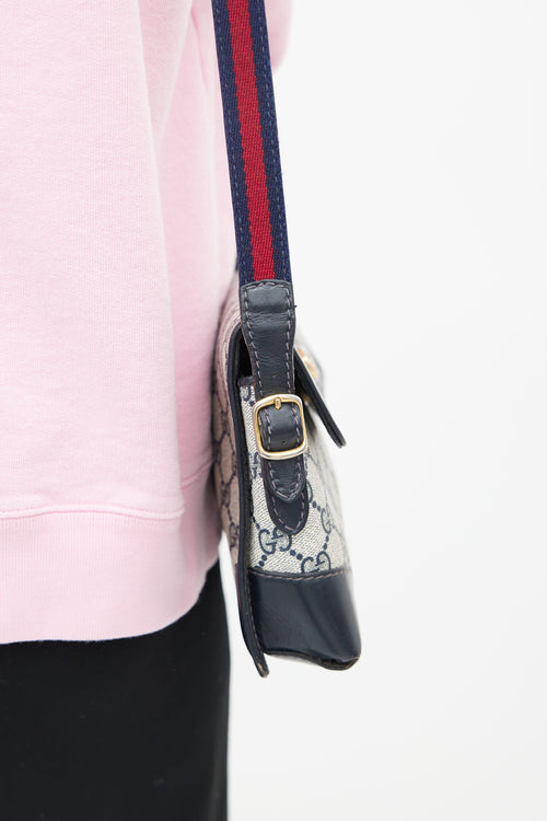 Gucci Navy & Grey Monogram Canvas Shoulder Bag