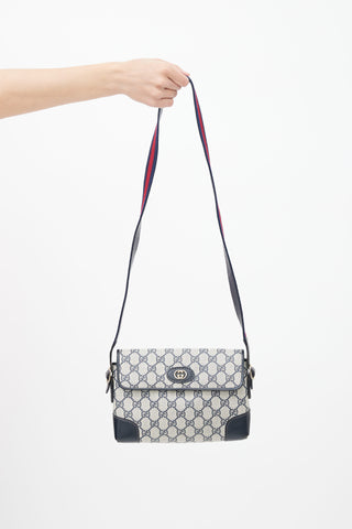 Gucci Navy & Grey Monogram Canvas Shoulder Bag