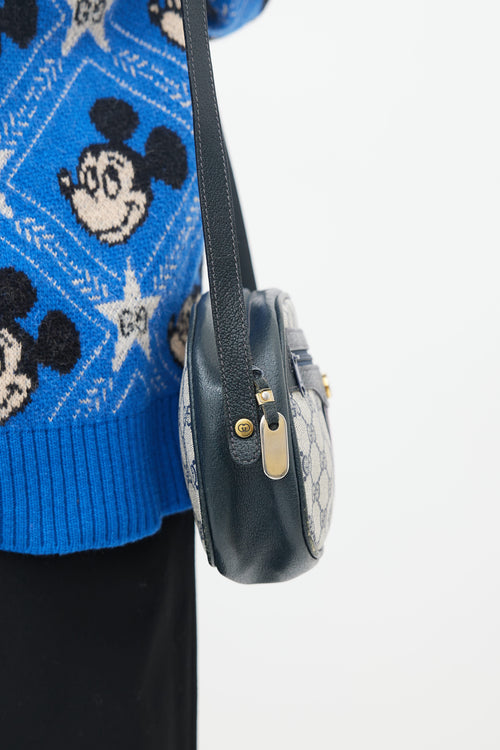 Gucci Navy & Grey Monogram Oval  Shoulder Bag