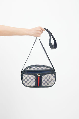 Gucci Navy & Grey Monogram Oval  Shoulder Bag