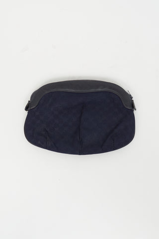 Gucci Navy Monogram Canvas & Gold-Tone GG logo Cosmetic Pouch