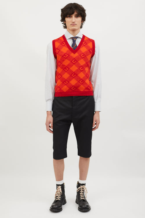Gucci Red & Orange Mohair Sweater Vest