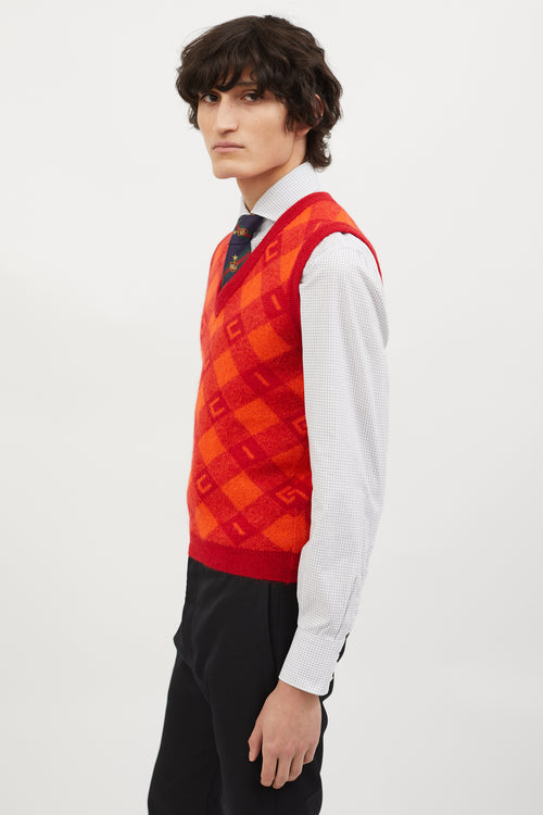 Gucci Red & Orange Mohair Sweater Vest