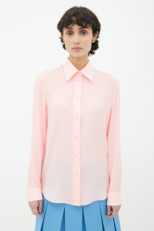 Gucci Pink Monogram Button Up Shirt