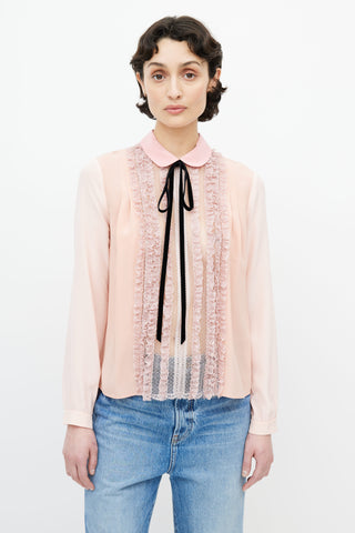 Gucci Pink Lace Bow Shirt