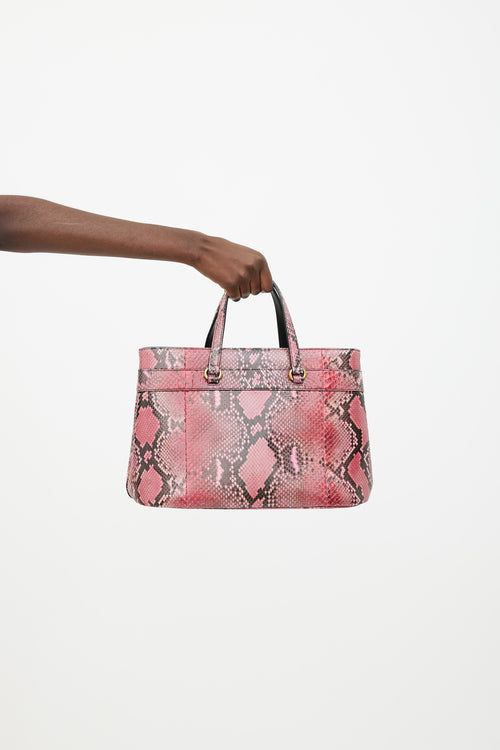 Gucci Pink & Black Textured Printed Bag