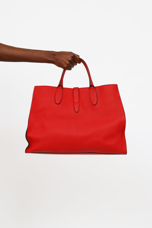 Gucci Red Leather Large Jackie Tote Bag