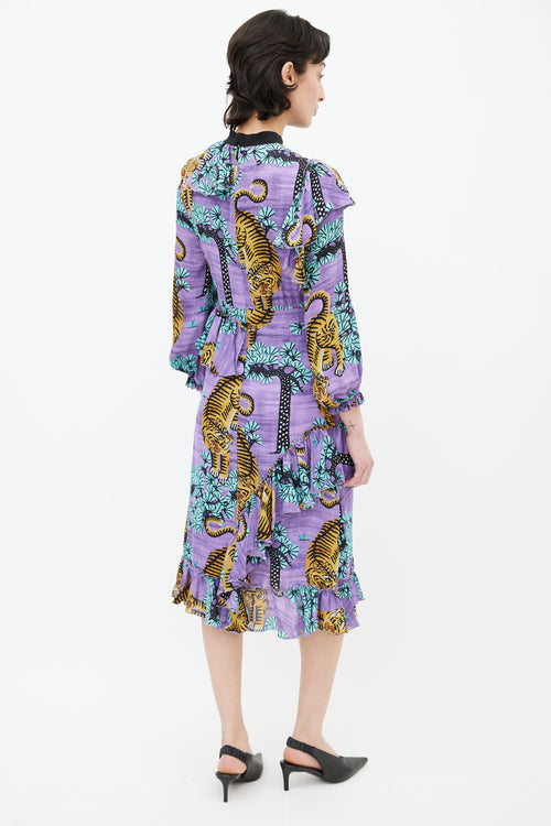 Gucci Resort 2017 Purple & Multi Print Ruffle Dress