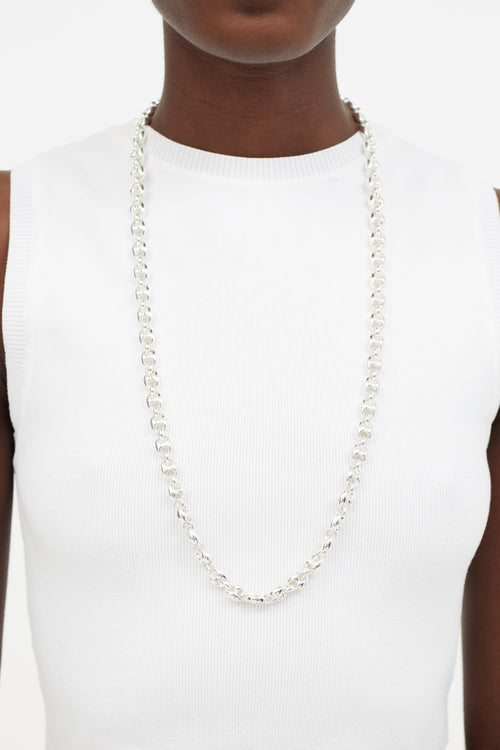 Gucci Sterling Silver Hollow Puff Necklace