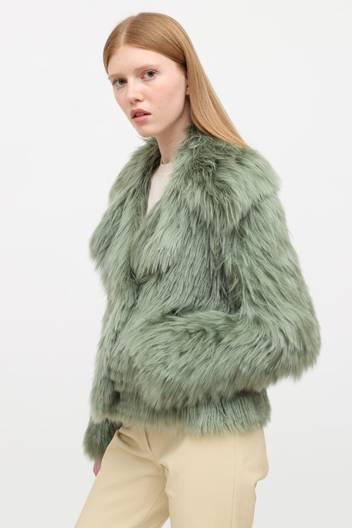 Gucci fall 2014 green alpaca fur coat
