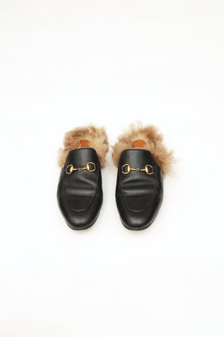Gucci Black Princetown Fur Loafer Mule