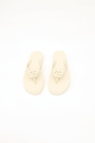 Gucci Cream Chevron GG Thong Sandal