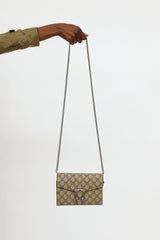 Gucci Beige/Ebony GG Supreme Canvas Dionysus Mini Card Holder On Chain  Wallet - Yoogi's Closet