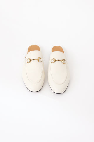 Gucci White Leather Princetown Mule