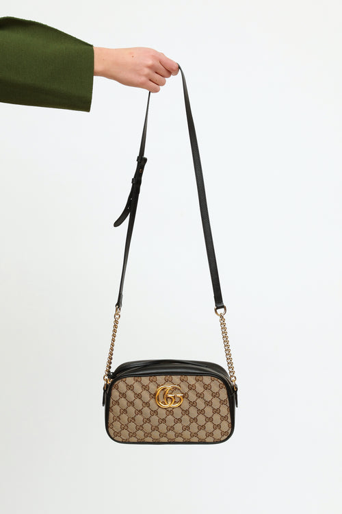 Gucci Beige GG Canvas Marmont Small Shoulder Bag