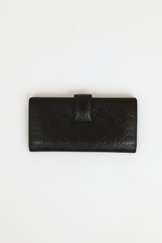 Gucci Black GG Flap Long Wallet