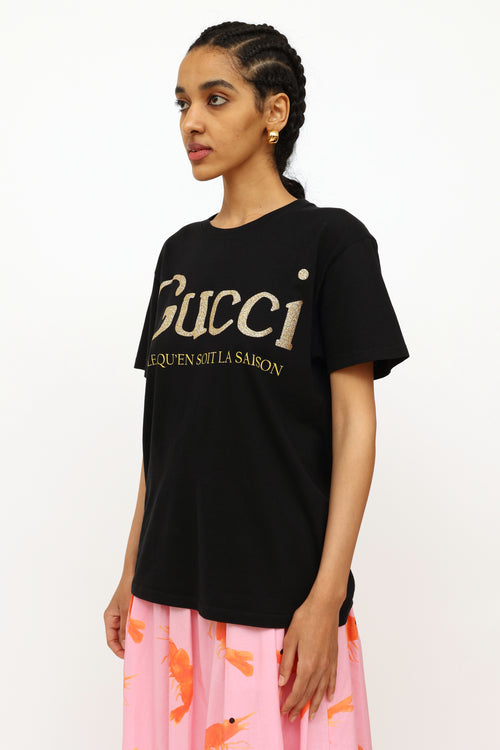 Gucci Black Glitter Graphic Top