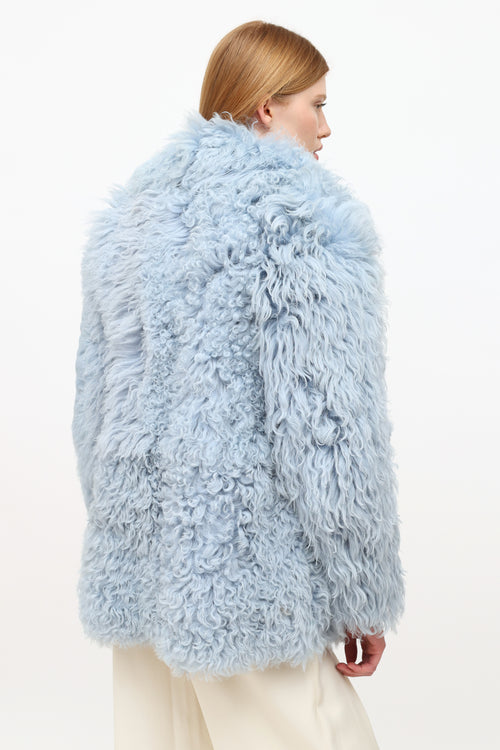 Gucci fall 2014 blue shearling coat