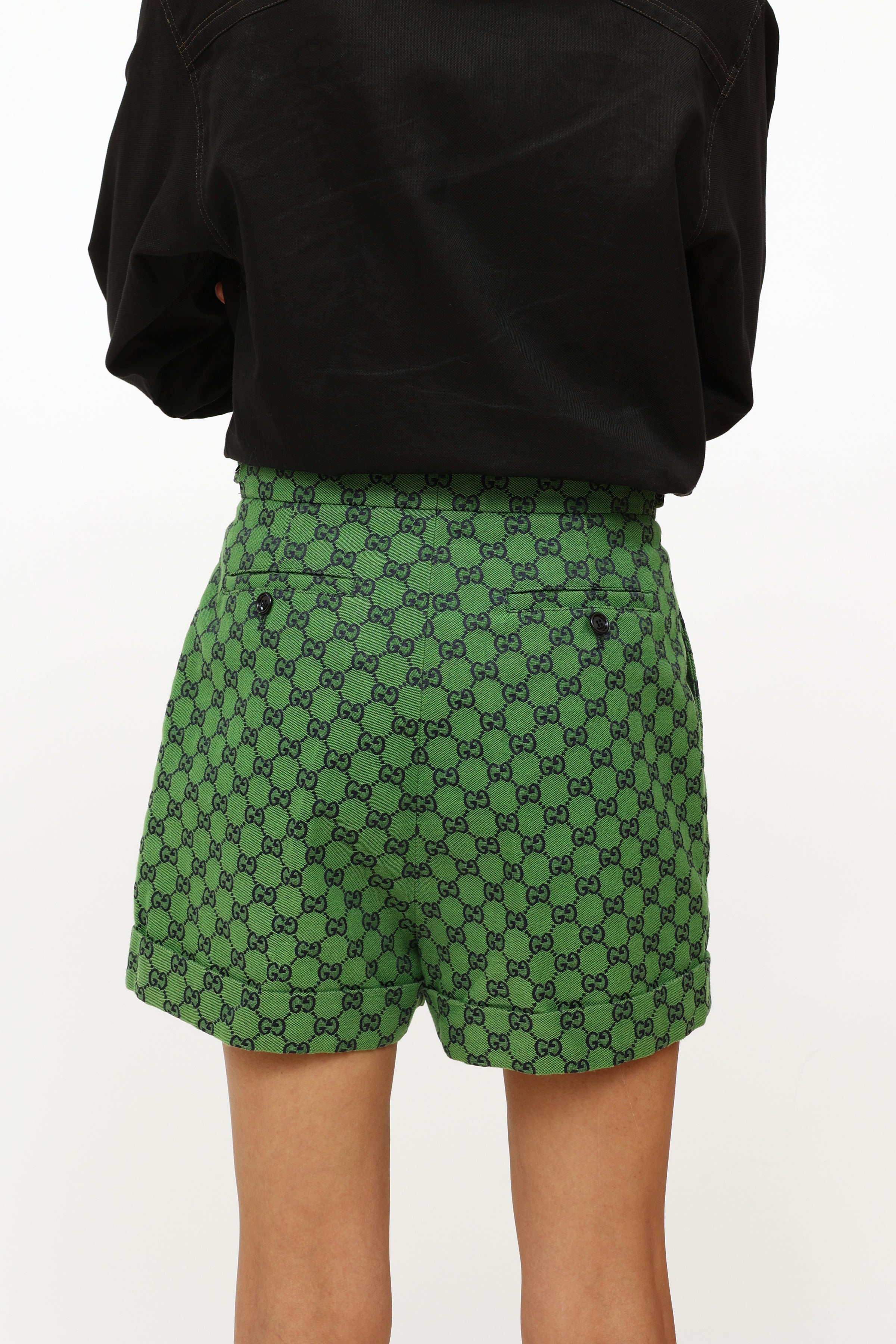 Gucci Pleated shorts with logo pattern, Women's Clothing