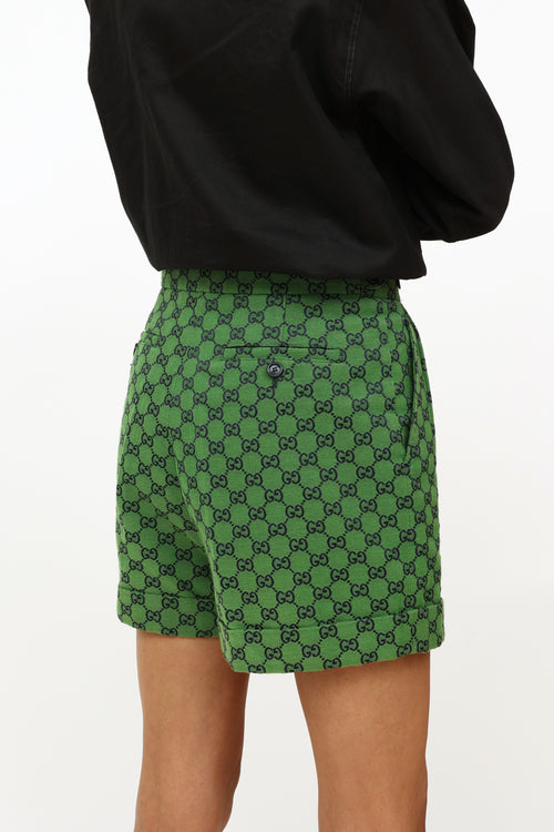 Gucci Green Monogram Pleated Shorts