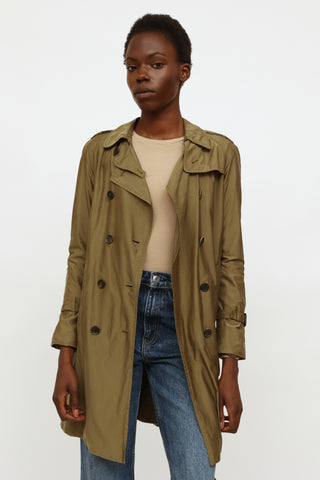 Gucci Green Nylon Belted Trench