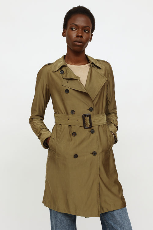 Gucci Green Nylon Belted Trench