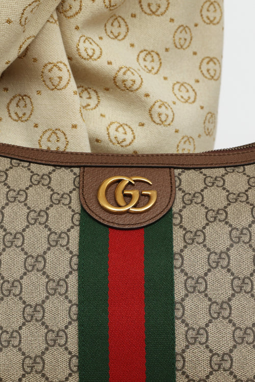 Gucci Brown GG Supreme Small Ophidia Shoulder Bag