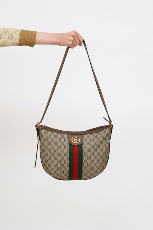 Gucci Brown GG Supreme Small Ophidia Shoulder Bag