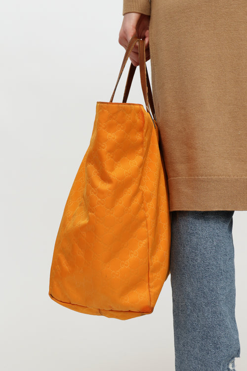 Gucci Orange Nylon GG Monogram Tote Bag
