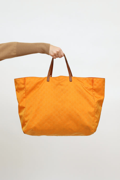 Gucci Orange Nylon GG Monogram Tote Bag