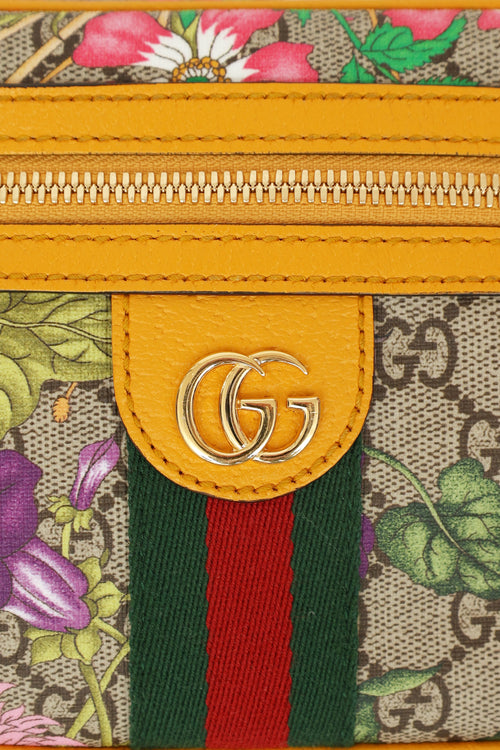 Gucci Yellow GG Supreme Flora Ophidia Belt Bag