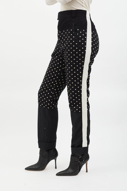 Haider Ackermann Black & White Polka Dot Knit Panelled Slim Trouser
