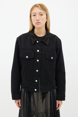 Helmut Lang Black Suede & Silk Collar Jacket