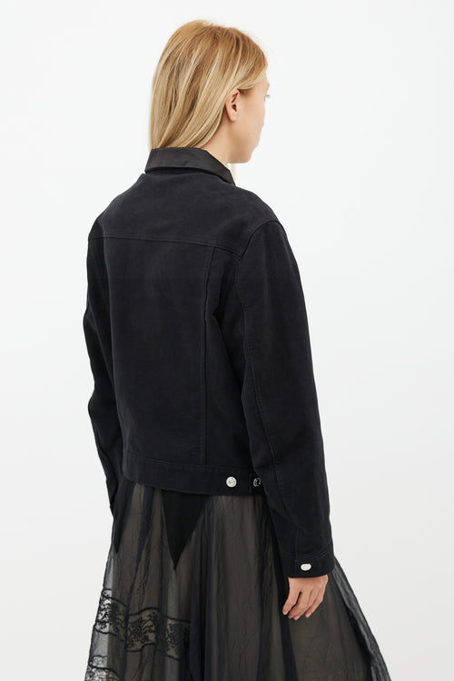 Helmut Lang Black Suede & Silk Collar Jacket