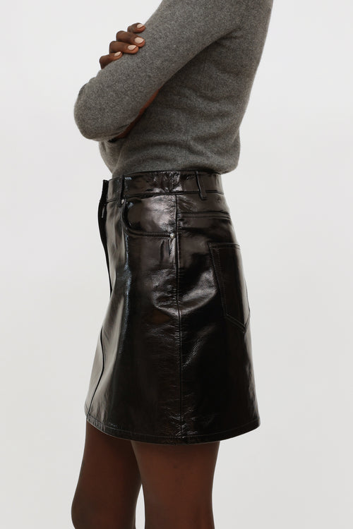 Helmut Lang Black Leather Mini Skirt