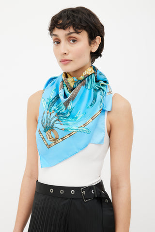 Hermès Blue Multi Printed Silk Scarf