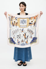 Hermès 1996 Pink & Multi Real Escuela Del Arte Ecuestre 90 Print Scarf