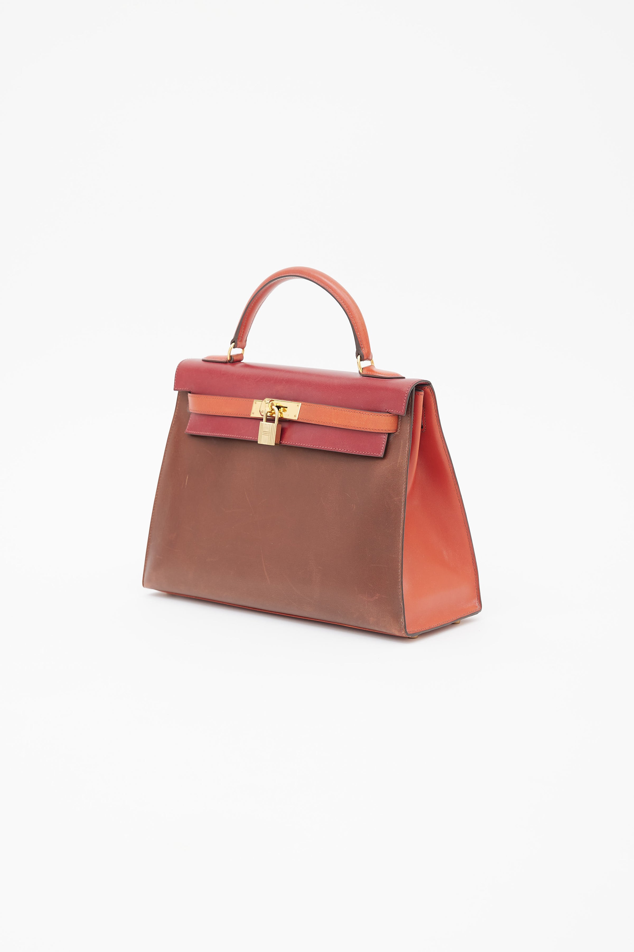 Tri-color Vintage Hermes Box Kelly Sellier 32 Bag