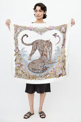 Hermès 2000 White & Multi Jungle Love 90 Print Scarf
