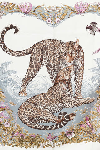 Hermès 2000 White & Multi Jungle Love 90 Print Scarf