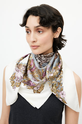 Hermès 2000 White & Multi Jungle Love 90 Print Scarf