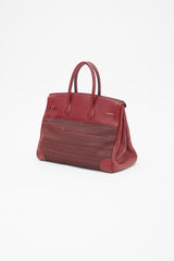 Hermès 2002 Rouge H Taurillon Clemence Crinoline Birkin 35 Bag