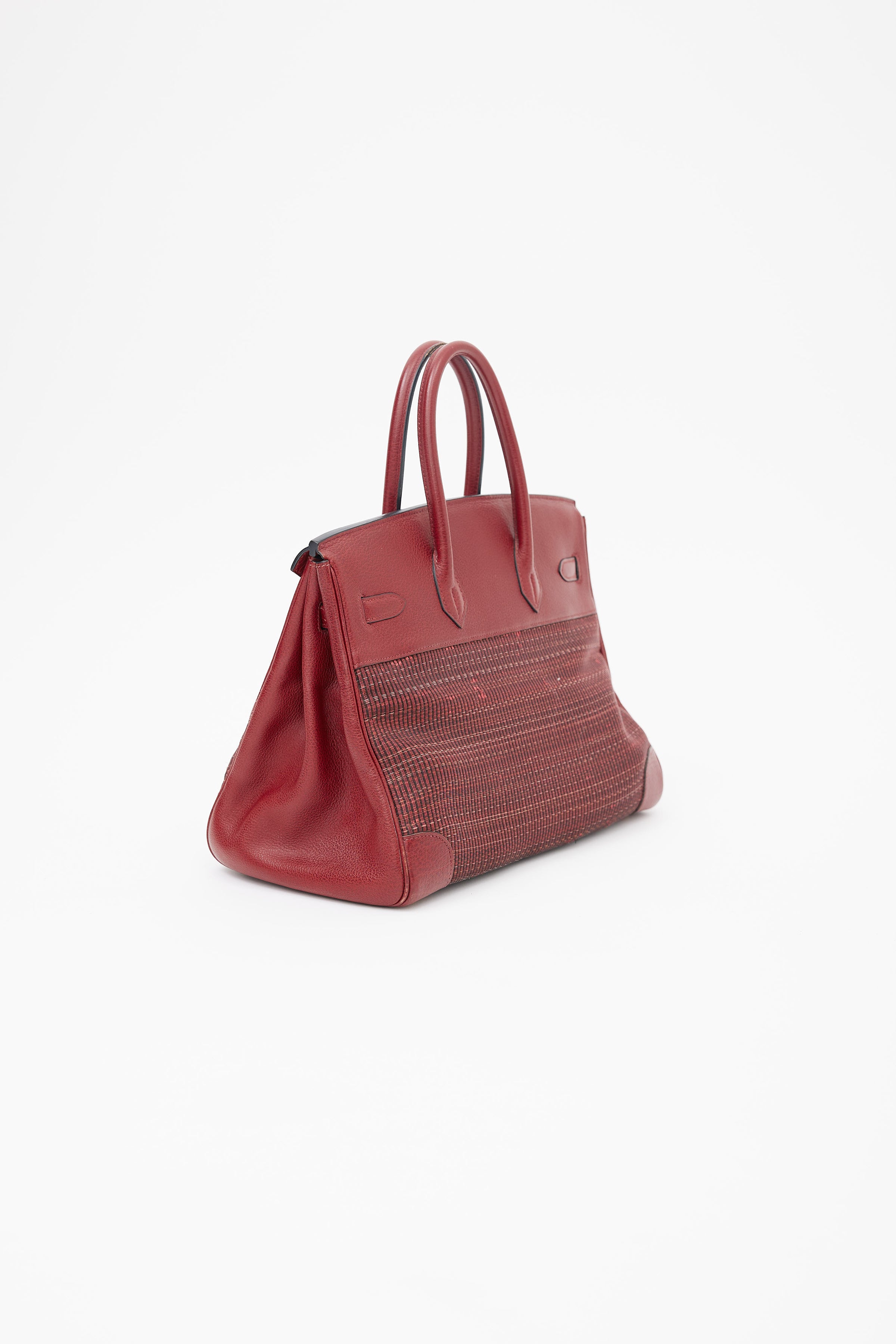 Hermes Clemence Leather Birkin Bag 35 Red
